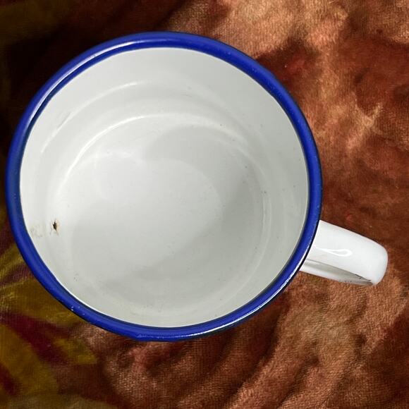 Vintage Enamel Sturdy Fines Lobster Mug Metal Camp Cup Enamel - Picture 4 of 6